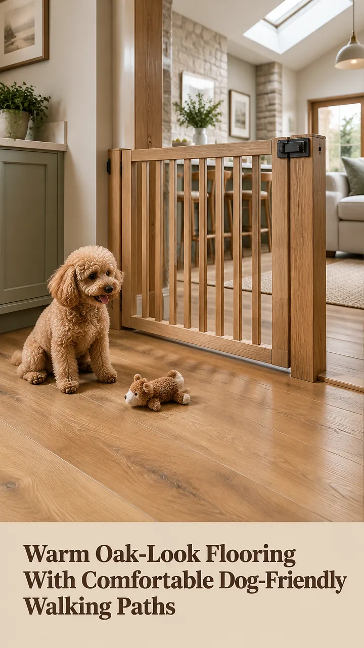 Warm Oak-Look Flooring With Comfortable Dog-Friendly Walking Paths
