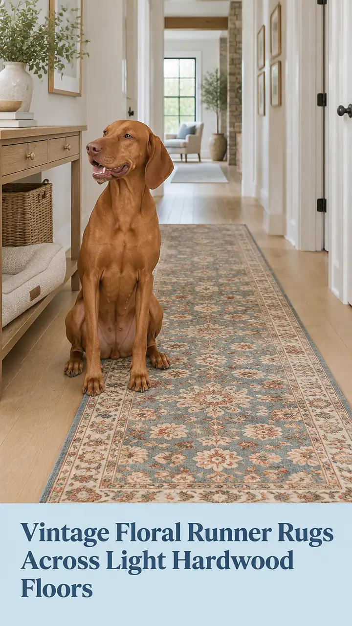 Vintage Floral Runner Rugs Across Light Hardwood Floors
