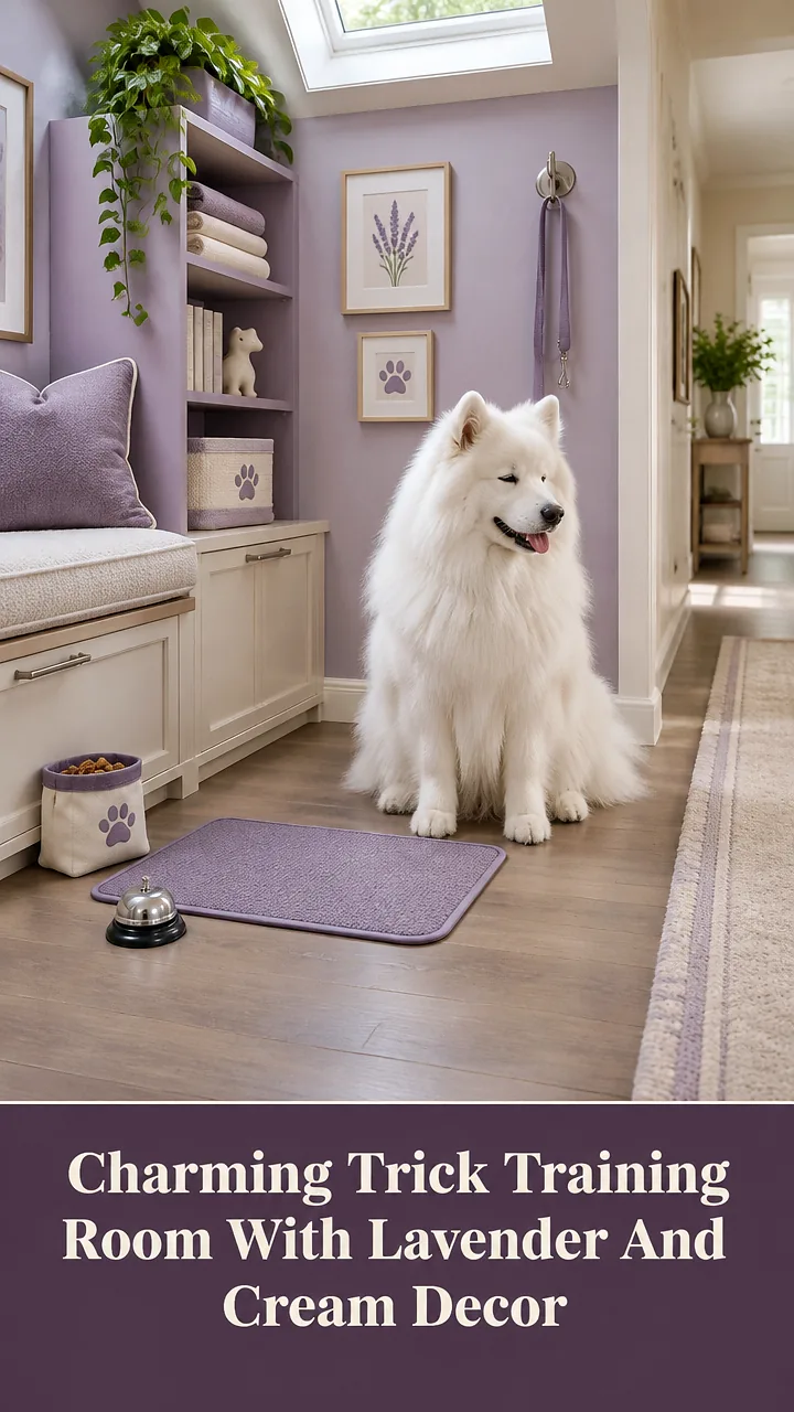 Charming Trick Training Room With Lavender And Cream Decor