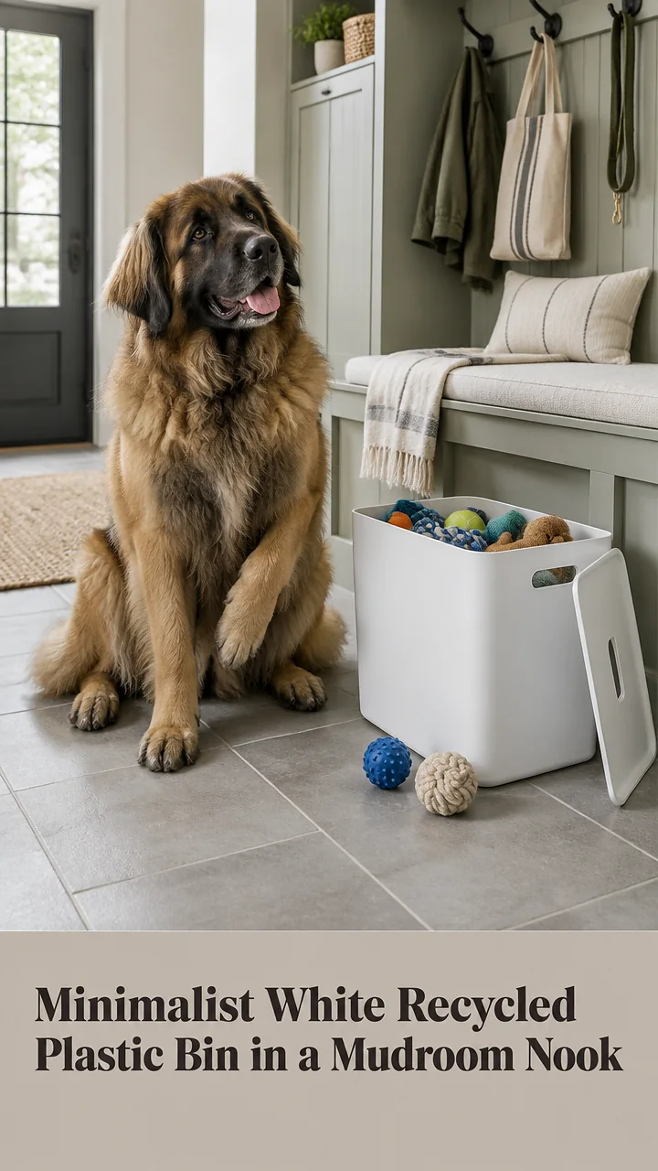 Minimalist White Recycled Plastic Bin in a Mudroom Nook