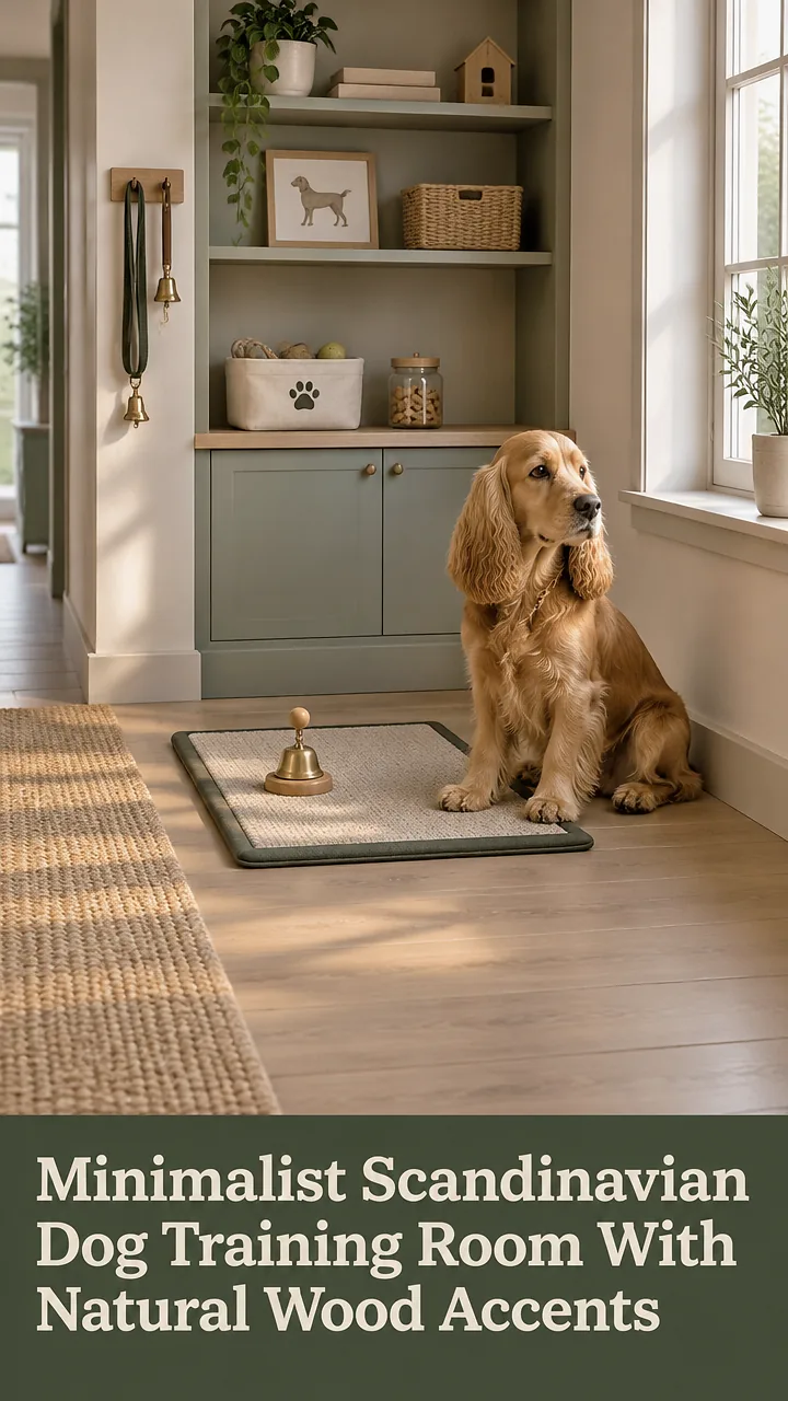 Minimalist Scandinavian Dog Training Room With Natural Wood Accents
