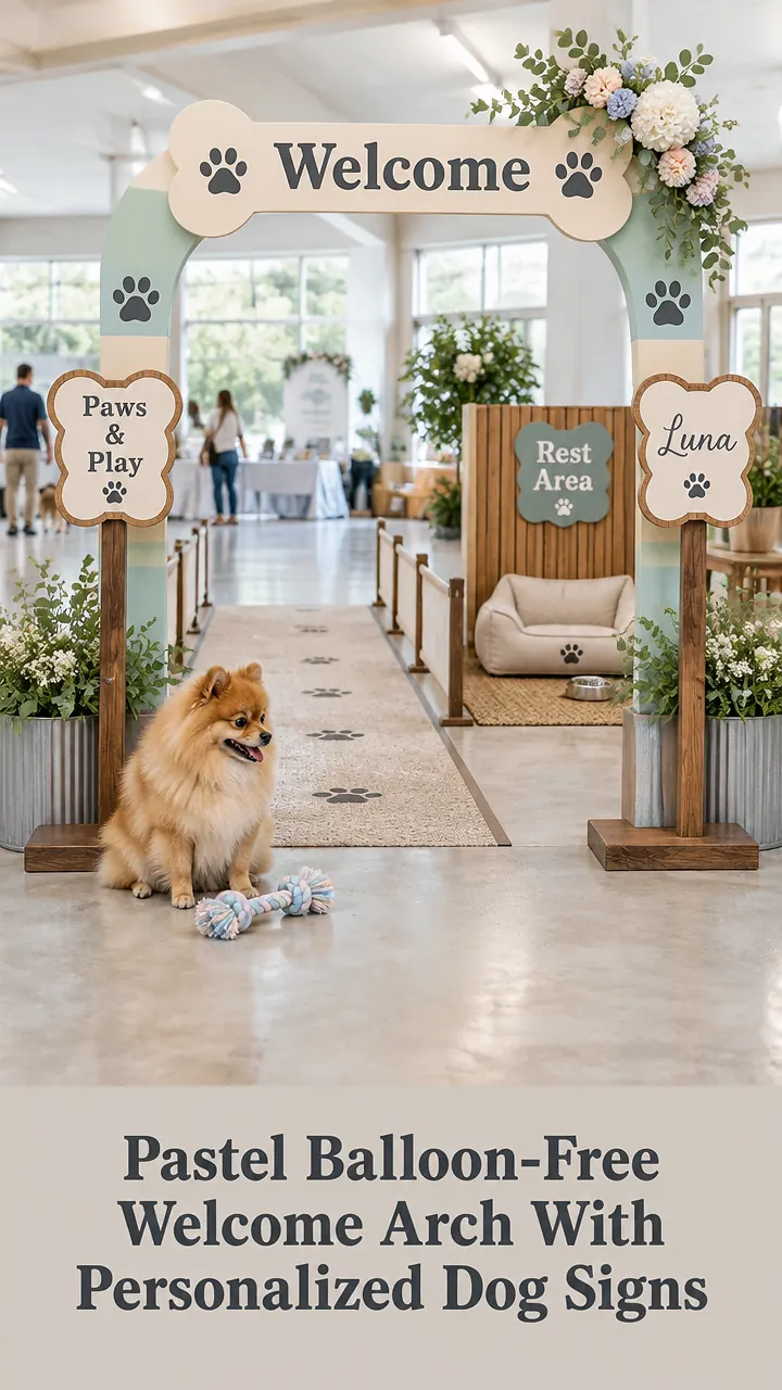 Pastel Balloon-Free Welcome Arch With Personalized Dog Signs