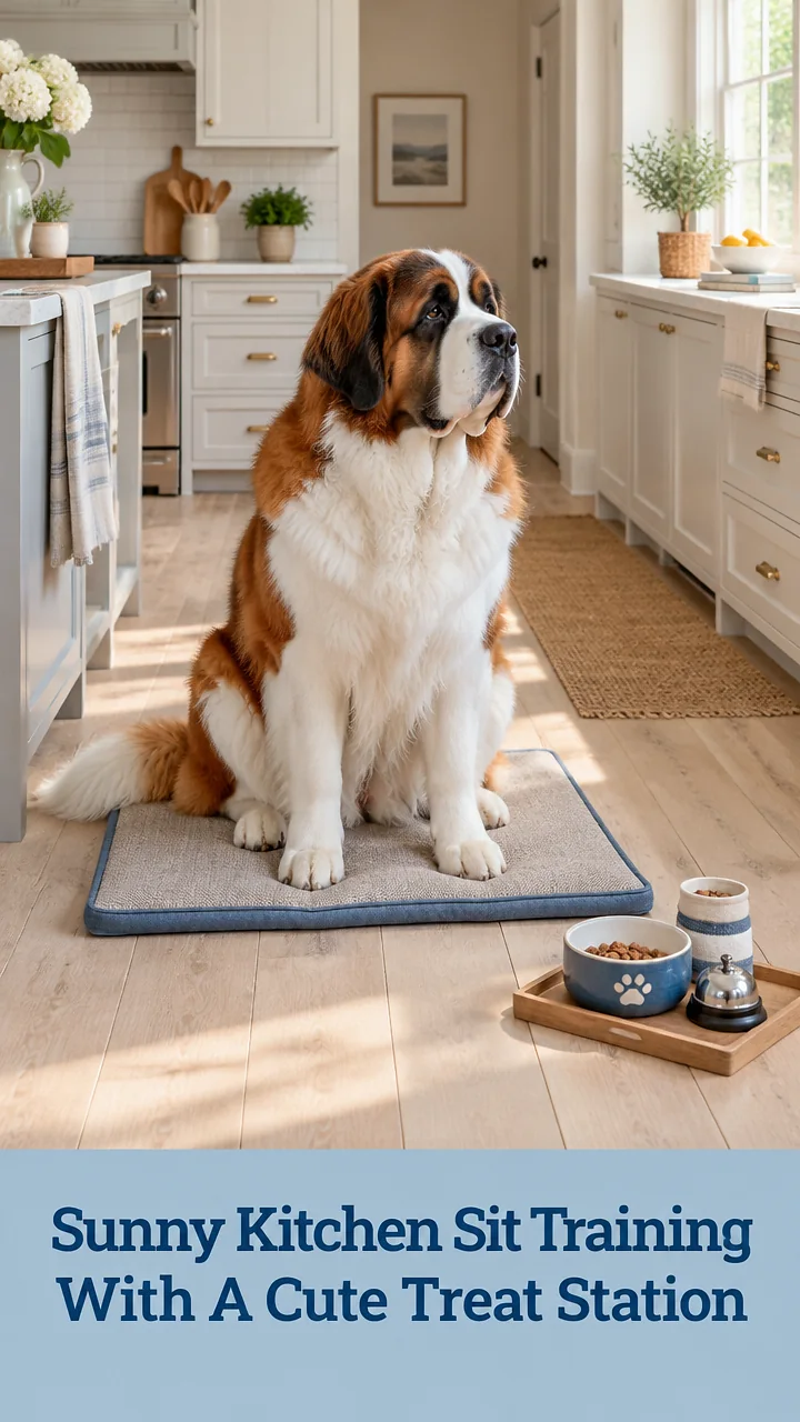 Sunny Kitchen Sit Training With A Cute Treat Station