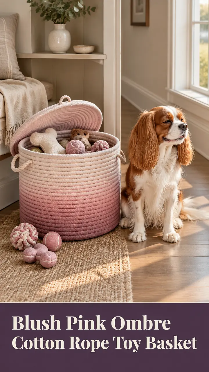 Blush Pink Ombre Cotton Rope Toy Basket