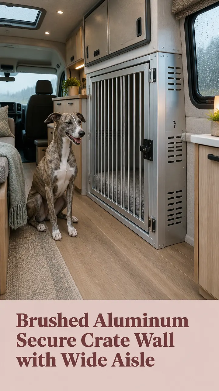 Brushed Aluminum Secure Crate Wall with Wide Aisle