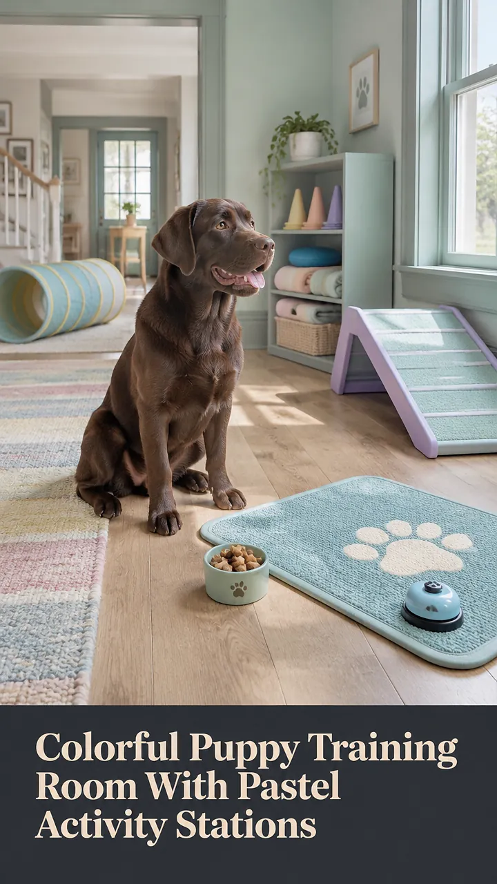 Colorful Puppy Training Room With Pastel Activity Stations