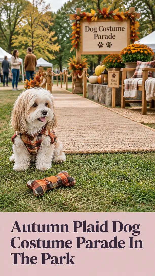 Autumn Plaid Dog Costume Parade In The Park