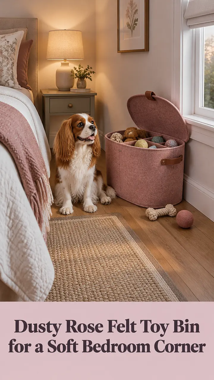 Dusty Rose Felt Toy Bin for a Soft Bedroom Corner