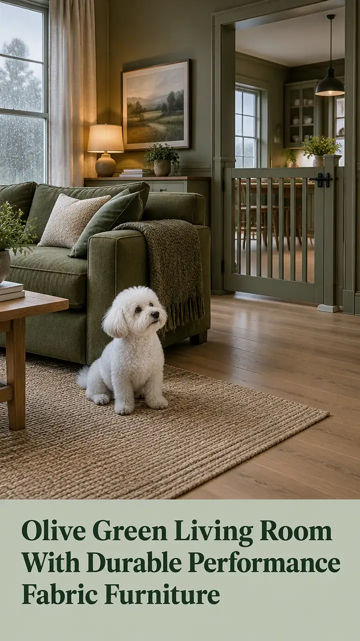 Olive Green Living Room With Durable Performance Fabric Furniture