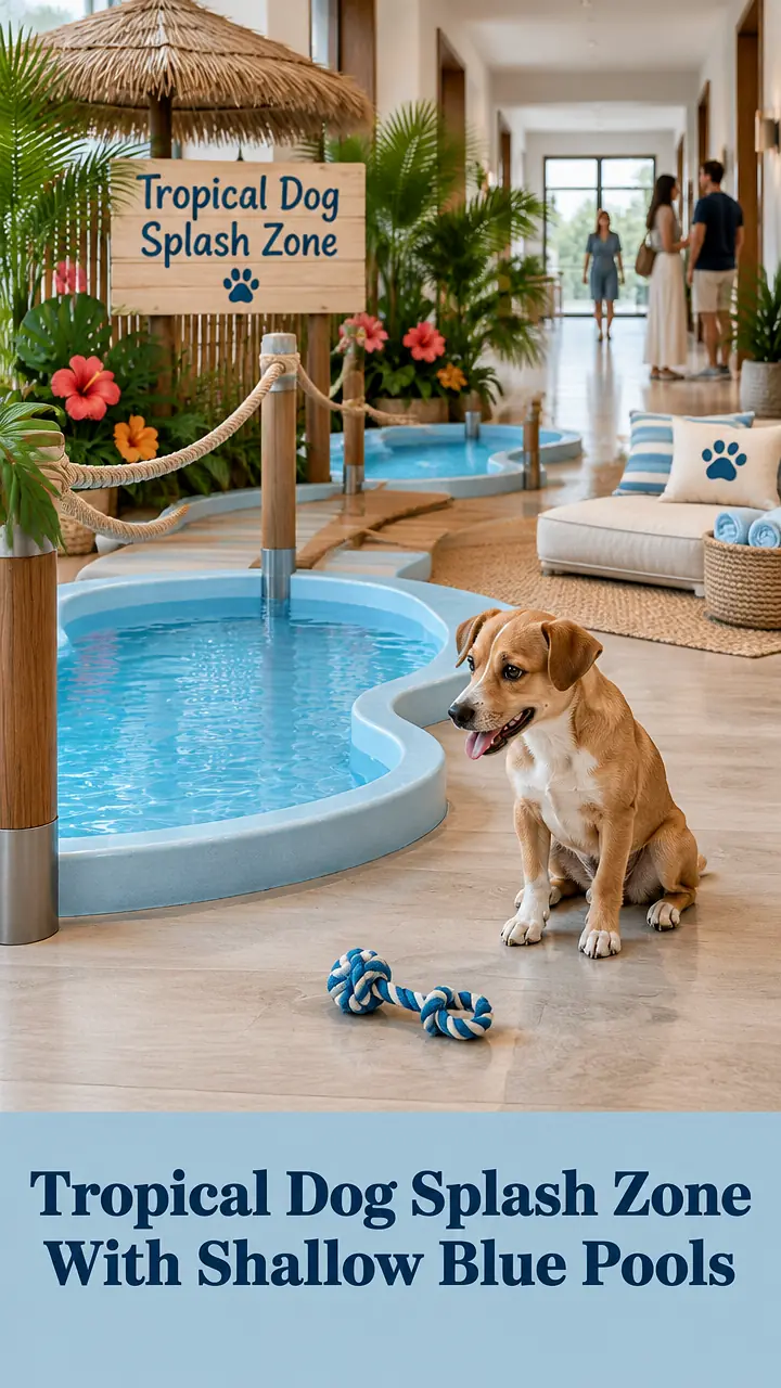 Tropical Dog Splash Zone With Shallow Blue Pools