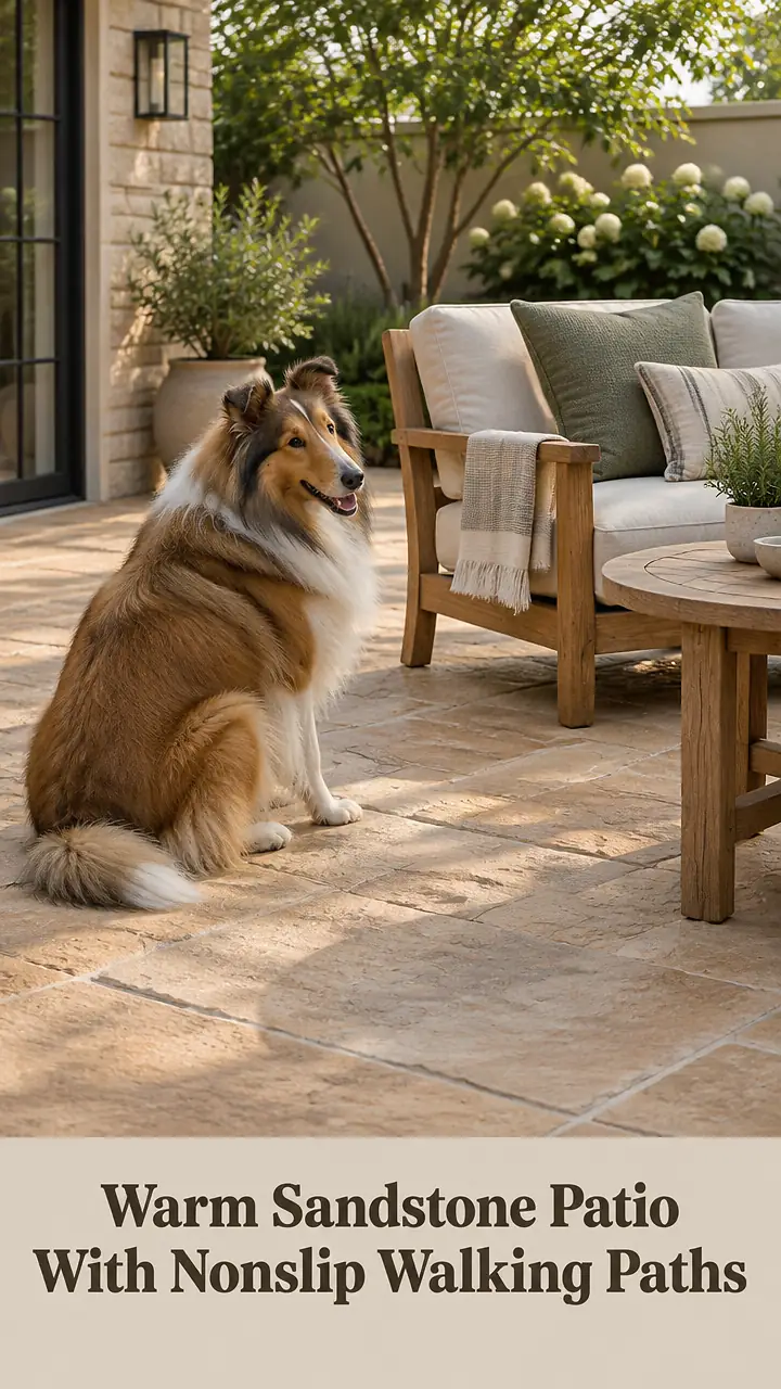 Warm Sandstone Patio With Nonslip Walking Paths