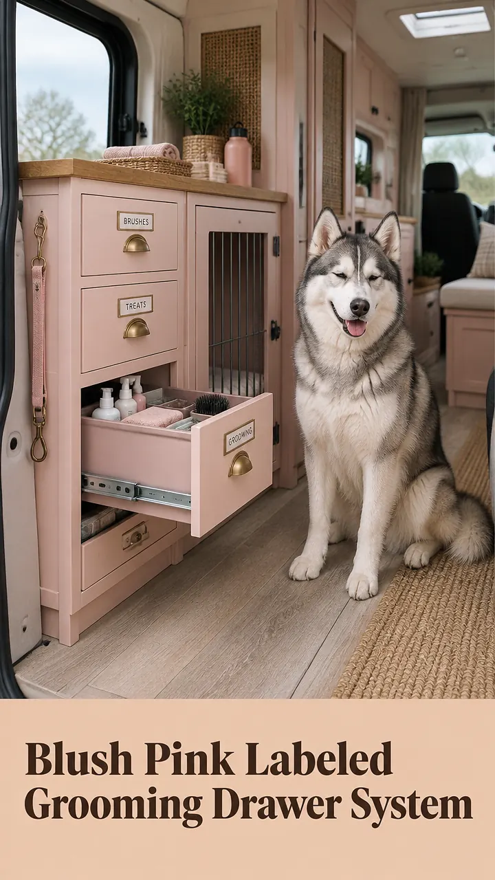 Blush Pink Labeled Grooming Drawer System