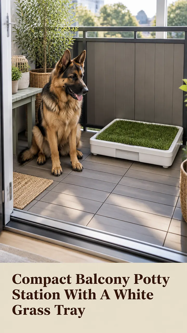 Compact Balcony Potty Station With A White Grass Tray