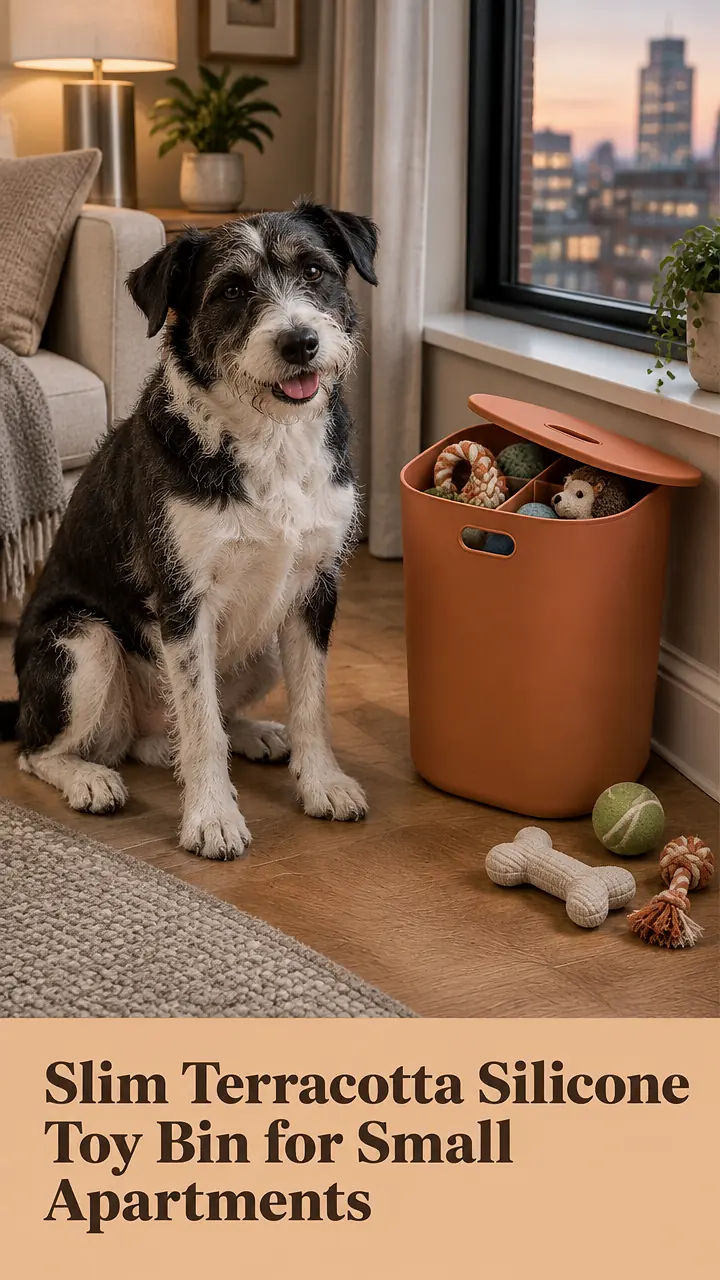 Slim Terracotta Silicone Toy Bin for Small Apartments