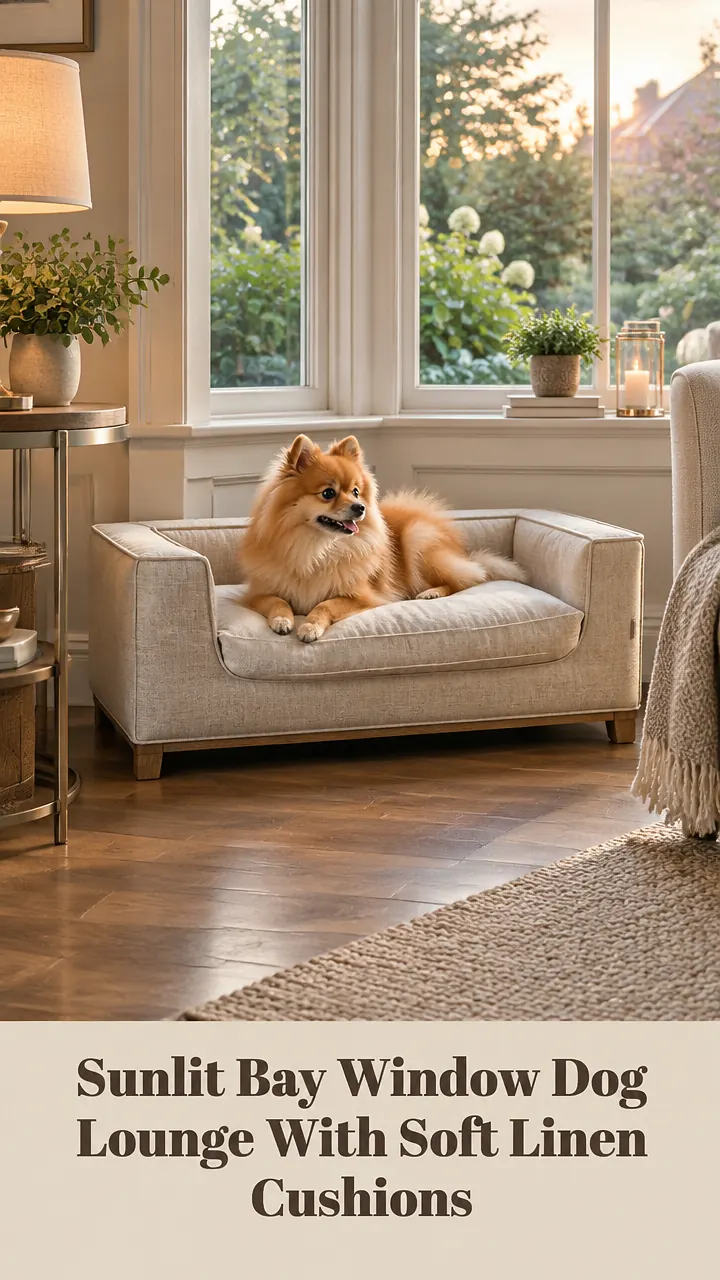 Sunlit Bay Window Dog Lounge With Soft Linen Cushions