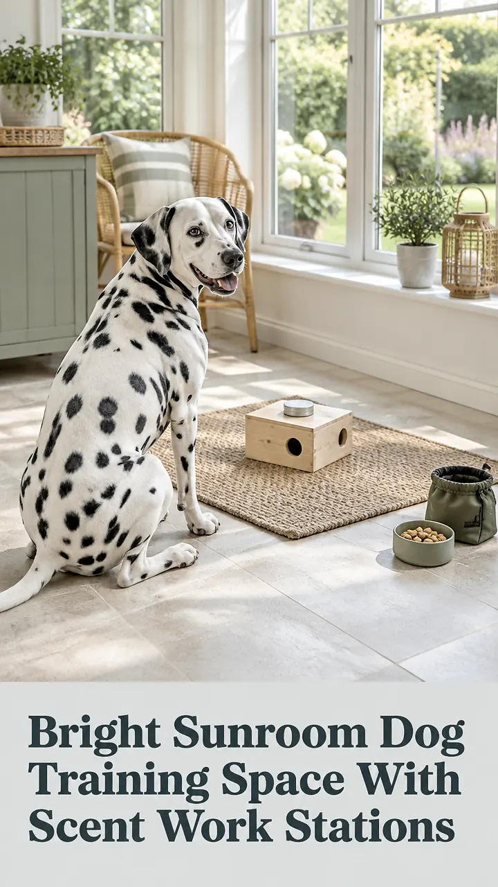 Bright Sunroom Dog Training Space With Scent Work Stations