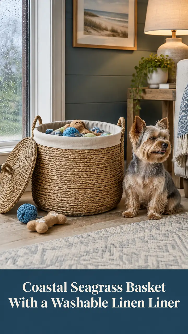 Coastal Seagrass Basket With a Washable Linen Liner