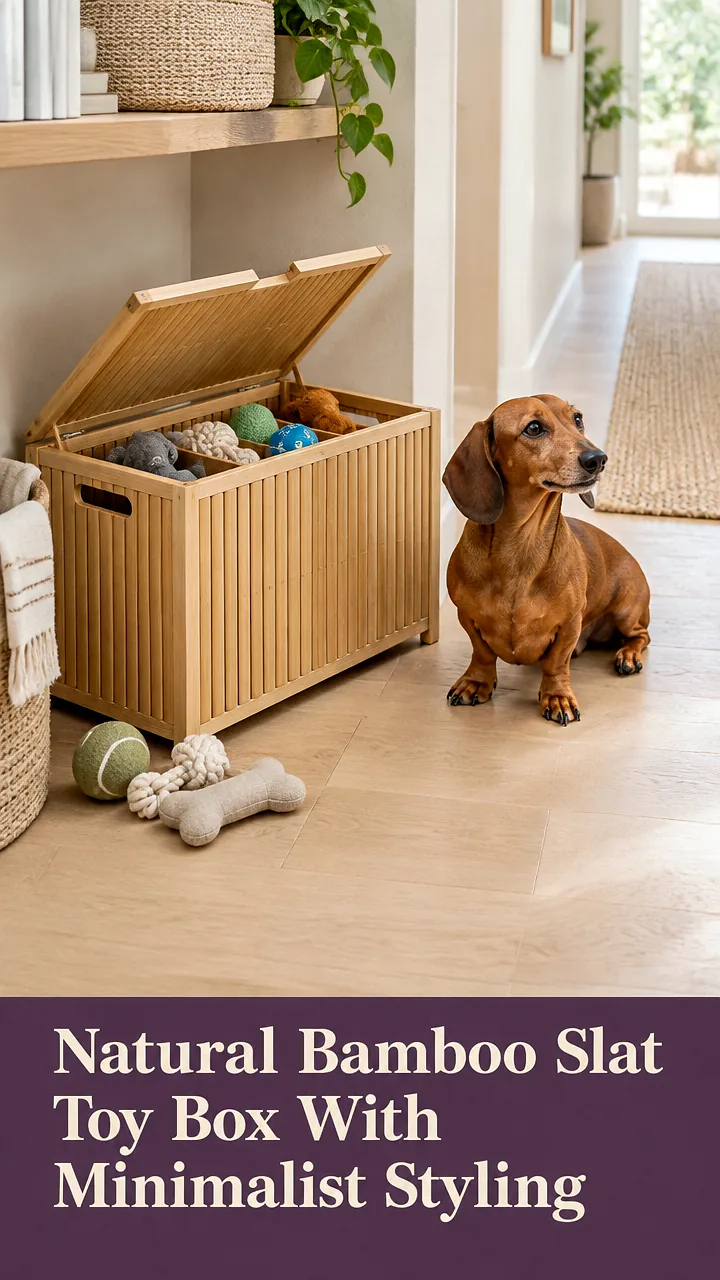 Natural Bamboo Slat Toy Box With Minimalist Styling
