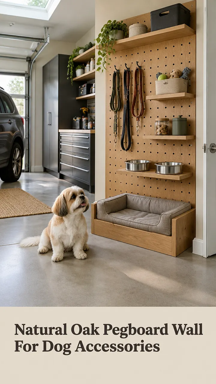 Natural Oak Pegboard Wall For Dog Accessories