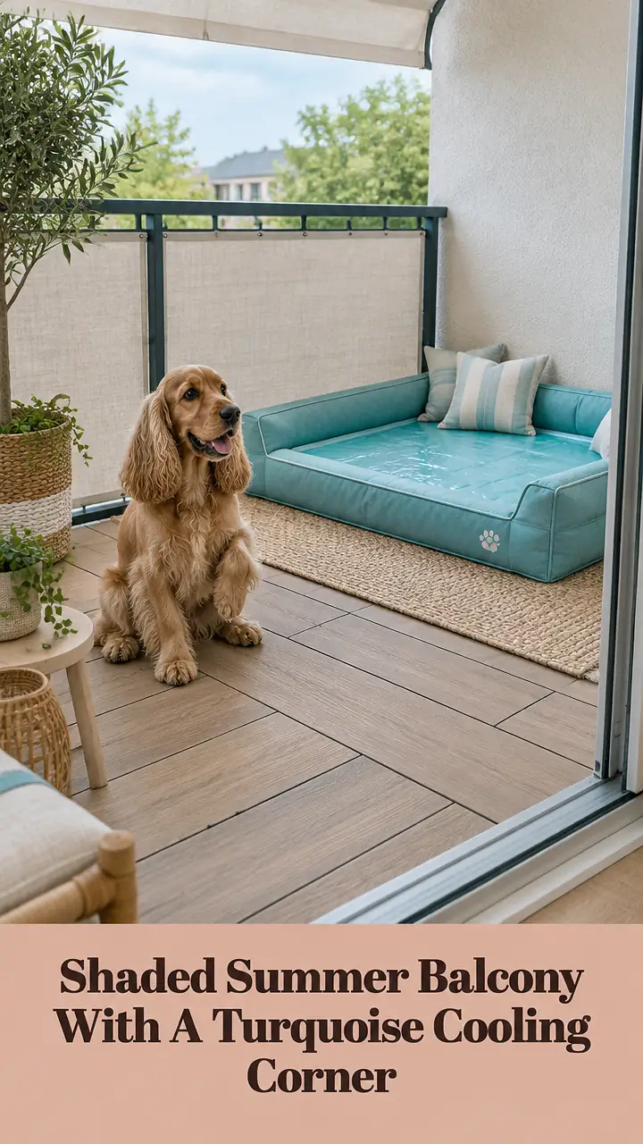Shaded Summer Balcony With A Turquoise Cooling Corner