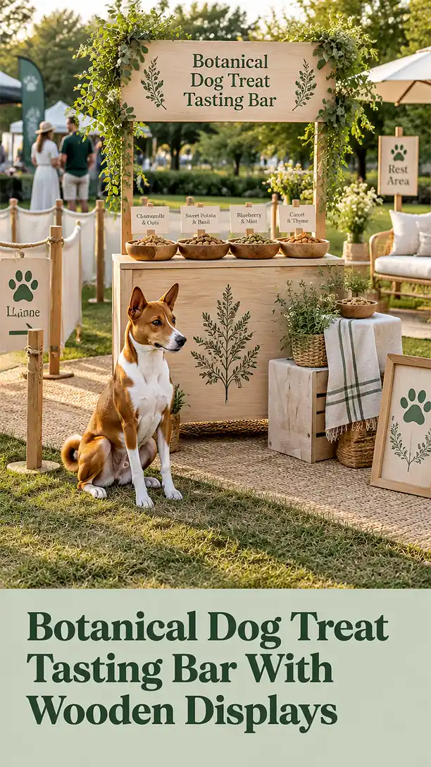 Botanical Dog Treat Tasting Bar With Wooden Displays