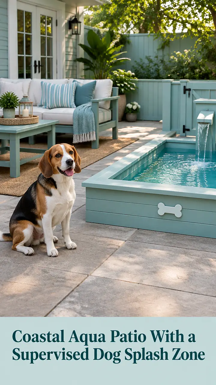 Coastal Aqua Patio With a Supervised Dog Splash Zone