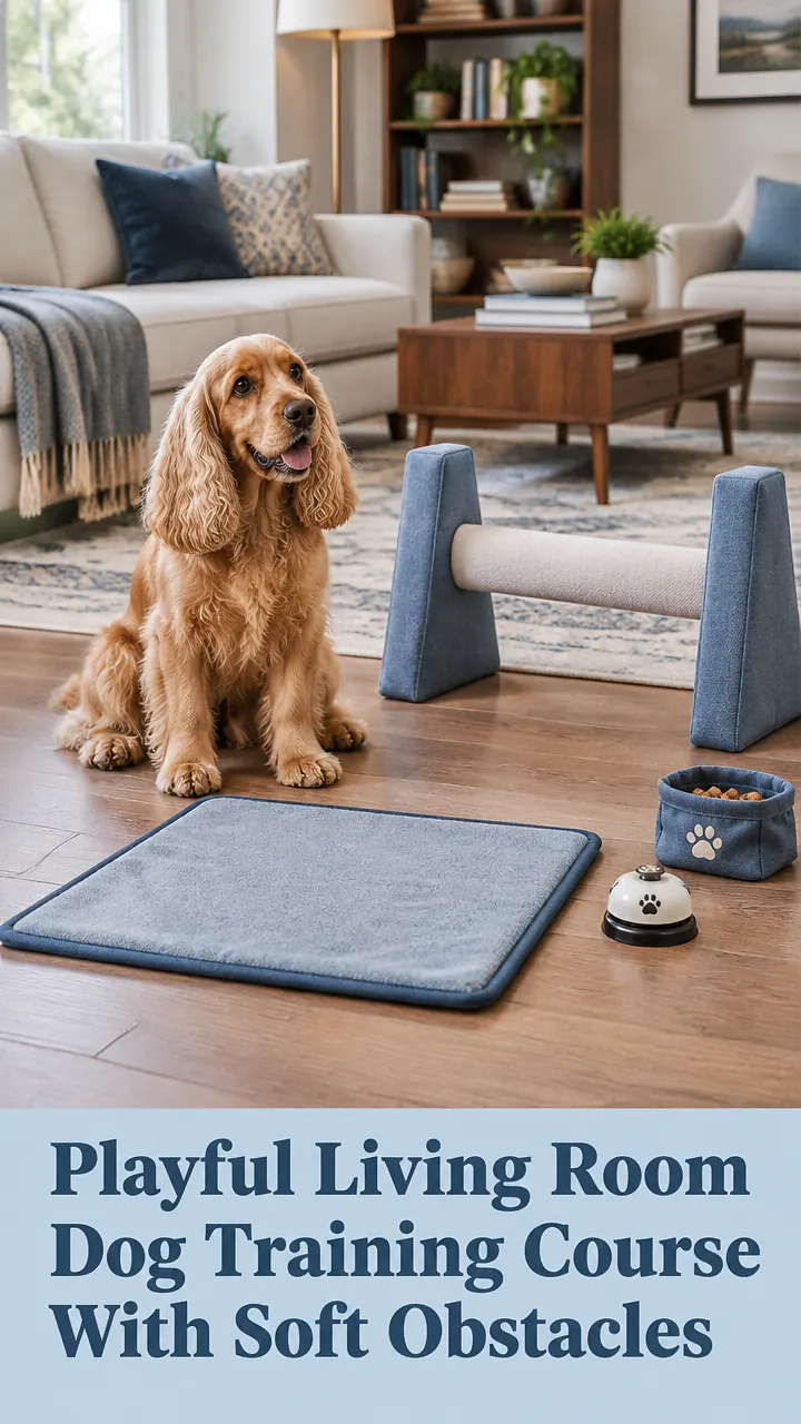 Playful Living Room Dog Training Course With Soft Obstacles