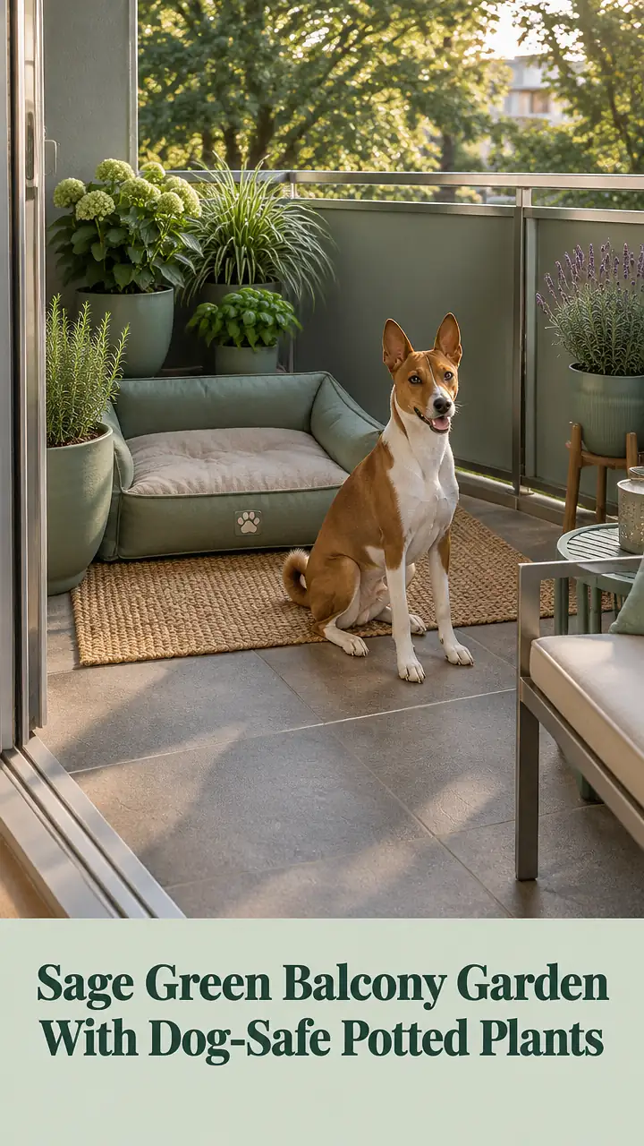 Sage Green Balcony Garden With Dog-Safe Potted Plants