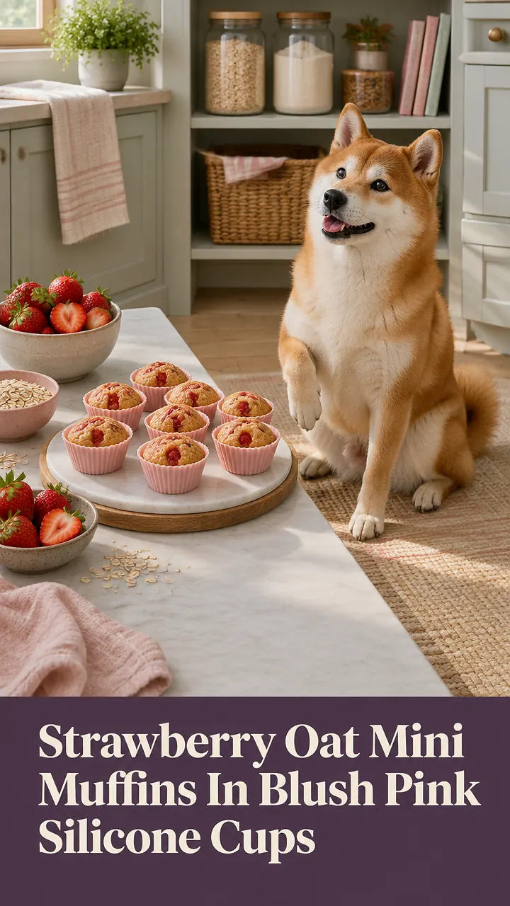 Strawberry Oat Mini Muffins In Blush Pink Silicone Cups